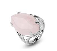 Ring Verstellbar,Natürlicher Rosenquarz Stein Kristall Offene Ringe Silberfarbe Pferdeauge Reiki Balance Verstellbare Fingerringe Schmuck Hochzeitsgeschenk Für Frauen Männer Mit Geschenkbox