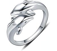 Ring, verstellbare Ringe, lose Ringe, Verlobungsring-Set, verstellbare Sterling-Silberringe for Damen, offener Ring aus 925er Sterling-Silber, schöner Delfin-Schmuck.