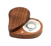 Ringbox aus Holz in Herzform - 2,64 Zoll schwarze Walnussholz-Schmuckschachtel | Holz-Schmuckkasten in Herzform, mit Samt ausgekleidete Antragstasche für Hochzeiten und Ann