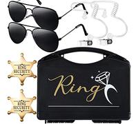 Ringbox-Träger, Sicherheits-Hochzeits-Set, Ring-Geschenke, Sonnenbrille, Ringbox, Sicherheits-Abzeichen und Ohrstück für Ringantrag (Set 2)
