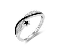 Ringe Damen Gold Silber 925 Verstellbar Stapelbar Layered Hypoallergen | ALEXCRAFT Ringe Damen Gold Silber 925 Verstellbar Offen Stapelbar Herz Stern Wickelring Zirkonia Verlobung Schmuck Layered