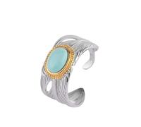 Ringe Silber, 925 Sterling Silber Federring Rund Türkis Vintage Verstellbare Ringe Natürlicher Edelstein Energie Charm Hochzeitsschmuck Geschenke Für Männer Damen