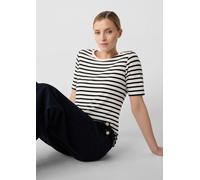 Ringel-Shirt aus Viskosemix mit dezentem Glitzergarn weiß 36