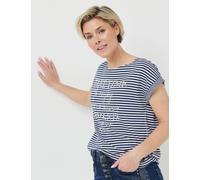 Ringel-Shirt mit Silber-Print, blau gemustert, Größe 44, Jeans Fritz