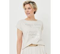 Ringel-Shirt mit Silber-Print, stein gemustert, Größe 44, Jeans Fritz