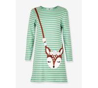 Ringelkleid Langarm Happy Girls Mädchen mit Reh grün Gr. 110