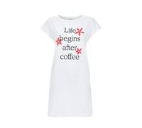 Ringella Damen Bigshirt Kurzarm - Rundhals, Nachthemd überschnittene Schulter, Motivdruck - Länge ca. 85 cm - 100% Baumwolle, weich & atmungsaktiv - pflegeleicht