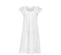 Ringella Damen Nachthemd aus Leichter Baumwolle-Webware - Sleepshirt mit Flügelärmeln, Rundhalsausschnitt, feine Schmetterlings-Stickerei, leicht transparent, maschinenwaschbar
