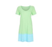 Ringella Damen Nachthemd Kurzarm, Baumwolle/Modal, blau und grün | Schlafhemd Sleepshirt mit Rundhals, Kontrastfarbige Saumblende, Knielang, pflegeleicht & atmungsaktiv