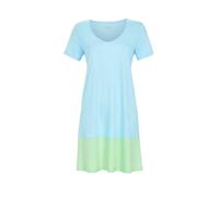 Ringella Damen Nachthemd Kurzarm, Baumwolle/Modal, blau und grün | Schlafhemd Sleepshirt mit Rundhals, Kontrastfarbige Saumblende, Knielang, pflegeleicht & atmungsaktiv
