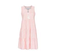 Ringella Damen Nachthemd ohne Arm - gestreift in Weiß/Rosa, Rüschen-Rundhals mit Kordel & Quasten, leichte A-Linie mit Stufenvolants, Single Jersey aus Reiner Baumwolle, pflegeleicht & hautfreundlich