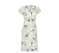 Ringella Damen Nachthemd, V-Ausschnitt mit Langer Knopfleiste, überschnittene Schulter, ca. Knielang - Sleepshirt mit abstraktem Blätterdessin, Baumwolle/Modal, pflegeleicht
