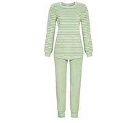 Ringella Damen Schlafanzug aus Stretchfrottee - Langarm, Ringelshirt mit Bündchen, Lange Hose mit Gummizugbund, weich & wärmend, hautfreundlich