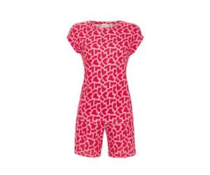 Ringella Damen Shorty mit Rundhals - Kurzpyjama mit überschnittener Schulter, Herz-Dessin, Shorts mit elastischem Bund & Taschen - Baumwolle/Modal-Mischung, hautsympathisch & pflegeleicht