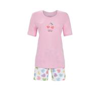 Ringella Damen Shorty - Rundhals & Kurzarm mit Motivdruck, Herzchen-Dessin Shorts - elastischer Bund & Seitentaschen - Oberteil 50% Baumwolle/50% Modal, Hose 100% Baumwolle
