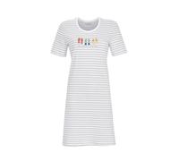 Ringella Damen Sleepshirt Kurzarm - Nachthemd im Ringeldessin mit Flip-Flop-Motivdruck, Rundhalsausschnitt, Länge ca. 90 cm, 100% Baumwolle Single Jersey, pflegleicht & hautsympathisch