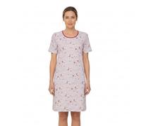 Ringella Damen Sleepshirt Kurzarm - Ringel mit Blumendruck, Nachtemd mit Rundhalsausschnitt, Länge ca. 95 cm, 100% Baumwolle Single Jersey, hautfreundlich & pflegeleicht