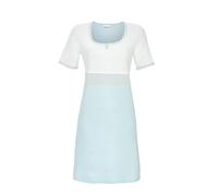 Ringella Damen Sleepshirt/Nachthemd - Kurzarm, Rundhalsausschnitt mit kurzer Zierknopfleiste, Ziernähte & Einsatz im Ringeldessin, Single Jersey (Baumwolle/Modal), Länge ca. 95 cm, hautsympathisch