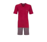 Ringella Herren Kurzpyjama (Shorty) - V-Ausschnitt, Brusttasche, gemusterte Bermuda mit Seitentaschen - Single Jersey, 100% Baumwolle, pflegeleicht
