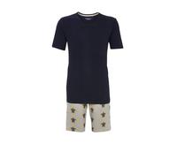 Ringella Herren Shorty - Kurzpyjama aus 100% Baumwolle, Rundhals & Brusttasche, Kurzarm, Bermuda mit elastischem Bund & Seitentaschen, Schildkröten-Dessin, Oberteillänge ca. 74 cm, pflegeleicht
