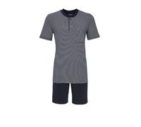 Ringella Herren Shorty Kurzpyjama aus 100% Baumwolle - Rundhalsausschnitt mit Knopfleiste, Kurzarm, Brusttasche, Bermuda-Hose mit elastischem Bund & Eingrifftaschen - pflegeleicht, 40 °C waschbar