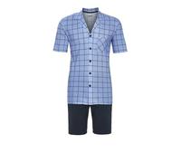 Ringella Herren Shorty - Kurzpyjama mit Kurzarm, durchgeknöpft mit Reverskragen & Brusttasche, Karo-Dessin, Bermuda mit Elastikbund & Seitentaschen, Single Jersey 100% Baumwolle, pflegeleicht