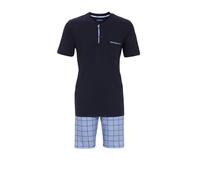 Ringella Herren Shorty - Kurzpyjama mit Rundhals & Strickbündchen, Knopfleiste, Brusttasche, Karodessin - Bermuda mit elastischem Bund & Seitentaschen - 100% Baumwolle, pflegeleicht