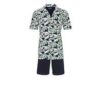Ringella Herren Shorty/Kurzpyjama - Reverskragen, durchgeknöpft, Brusttasche, Bermuda mit Gummizug & Taschen, florales Dessin, pflegeleicht & hautsympathisch