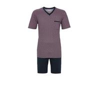 Ringella Herren Shorty Kurzpyjama - V-Ausschnitt mit Strickbündchen, Kurzarm, Brusttasche, Bermuda-Hose mit elastischem Bund & Taschen - Single Jersey - 100% Baumwolle - Waschbar bei 40 °C