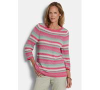 Rundhalspullover GOLDNER "Baumwollpullover mit Ringel-Muster", Damen, Gr. 40, pink (pink, salbei, geringelt), Obermaterial: 50% Baumwolle CO. 50% Polyacryl PAN., gerade, Pullover Rundhalspullover, Str