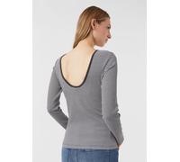 Ringelshirt aus Rippware mit femininem Rückenausschnitt grau|weiß 42