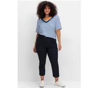 Sheego Ringelshirt mit V-Ausschnitt 40/42 blaubeere-gestreift
