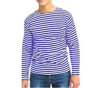 Ringelshirt Herren Blau Weiß - Matrosen Kostüm Karneval Gestreiftes Bundeswehr T-Shirt Longsleeve Matrosen Shirt fur Herren