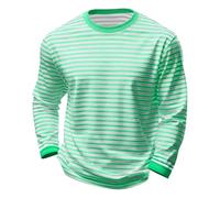 Ringelshirt Herren Gestreiftes T Shirt Rundhalsausschnitt Langarmshirt Sweatshirt Streifenshirt Faschingskostüme Minzgrün XXL