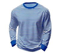 Ringelshirt Herren Karneval Breit Gestreiftes Langarmshirt Rundhalsausschnitt Sweatshirt Langarm Oberteile Unisex Streifenshirt Casual Pulli Karneval Faschingskostüme Blau XXL