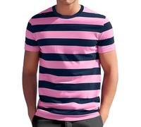 Ringelshirt Herren Kurzarm Tshirt Classic Vintageshirt Gestreift Sommershirt Rundhals T-Shirt Bequeme Freizeitshirt Leicht Arbeitsshirts Lockere Poloshirt Basic Kurzarmshirt Casual Laufshirt