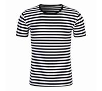 Ringelshirt Herren Ringelshirt Rot Weiss Karneval Gestreiftes Sommer Top Bluse Bequem Lässig Gestreifte T-Shirt Matrosen Kostüm Karneval Oberteile Rundhals Kurzarm T-Shirt Matrosen Shirt