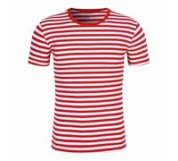 Ringelshirt Herren Ringelshirt Rot Weiss Karneval Gestreiftes Sommer Top Bluse Bequem Lässig Gestreifte T-Shirt Matrosen Kostüm Karneval Oberteile Rundhals Kurzarm T-Shirt Matrosen Shirt