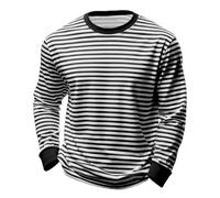 Ringelshirt Herren Rot-Weiss Karneval Breit Gestreiftes T Shirt - Langarmshirt Rundhalsausschnitt Sweatshirt Oberteile Lang Pulli Streifenshirt Karneval Faschingskostüme #0114B