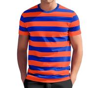 Ringelshirt Herren Rot Weiss Kurzarm Tshirt Classic Vintageshirt Gestreift Vintage Sommershirt Rundhals T-Shirt Bequeme Freizeitshirt Leicht Arbeitsshirts Lockere T Shirts Basic Kurzarmshirt