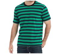 Ringelshirt Herren Schwarz Weiß Tshirt Rundhals Kurzarm Sommershirt Streifen Biene Gelb Freizeitshirt Regular Fit Casual Basic Oberteile Tops Sportshirt Karneval Kostüm S-6XL (Grün, 4XL)