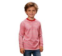 Ringelshirt Kinder Jungen Mädchen Rot-Weiss Karneval Breit Gestreiftes T Shirt - Langarmshirt Rundhalsausschnitt Sweatshirt Oberteile Lang Pulli Streifenshirt Karneval Faschingskostüme