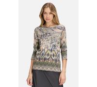 Ringelshirt mit U-Boot-Ausschnitt Grau/Beige 36