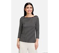 Ringelshirt mit U-Boot-Ausschnitt Schwarz/Beige 36