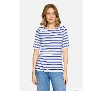 Ringelshirt mit U-Boot-Ausschnitt Weiß/Blau 42