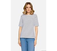 Kurzarmshirt BETTY BARCLAY "Damen mit U-Boot-Ausschnitt", Damen, Gr. 36, weiß, dunkelblau, Jersey, Obermaterial: 95% Baumwolle, 5% Elasthan, tailliert normal, U-Boot-Ausschnitt, Shirts (74968251-36) w