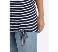 Sheego Ringelshirt mit Bindeband am Saum 44/46 tiefblau-weiß-gestreift