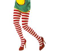 Ringelstrumpfhose Strumpfhose rot-weiß M/L 38 bis 44 Bunte Nylon Strumpfhosen Clown Fasching Damenstrumpfhose geringelte Krankenschwester Pantyhose zweifarbige Schwestern Nylonstrumpfhose Karneval Accessoires Damen