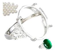 Ringrohling aus 925er Silber, verstellbare Fassung mit Fassung für DIY-Schmuck, minimalistischer Unisex-Cabochon-Ring für Edelsteine, Achat, Jade, Schmuckherstellung, 12 x 16