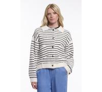 Strickjacke RINO & PELLE "BUBBLY", Damen, Gr. XL (42), schwarz, weiß striped, Web, Obermaterial: 47% Polyamid, 28% Viskose, 25% Polyester, normal hüftbedeckend, Rundhals, Strickjacken Strickjacke, mit